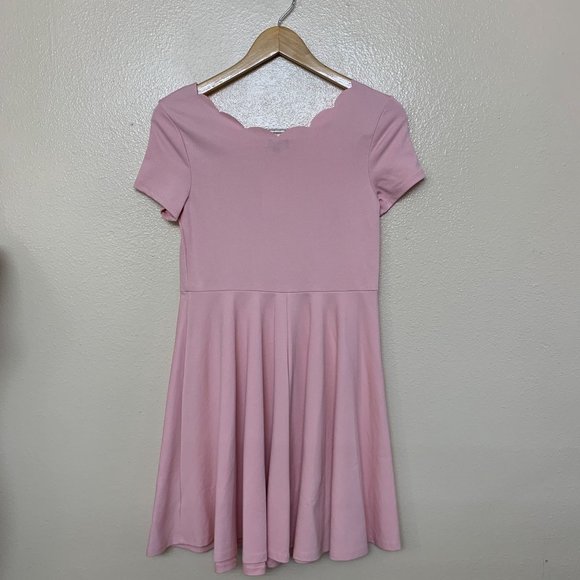 Zunie Big Girls Size 16 Scallop Trim Ponte Fit & Flare Dress in Pink Blush - Picture 2 of 10